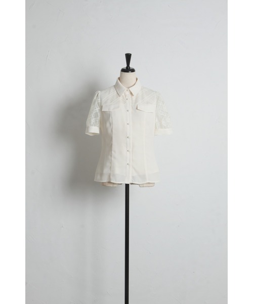 tocco closet（トッコ クローゼット） ブラウス シャツ 半袖 パール釦 