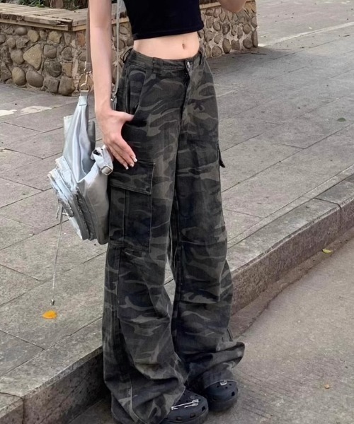 ブリーフィング　迷彩柄黒パンツ lilful ワイドパンツ カーゴパンツ 「26年春夏新作」迷彩カーゴ
