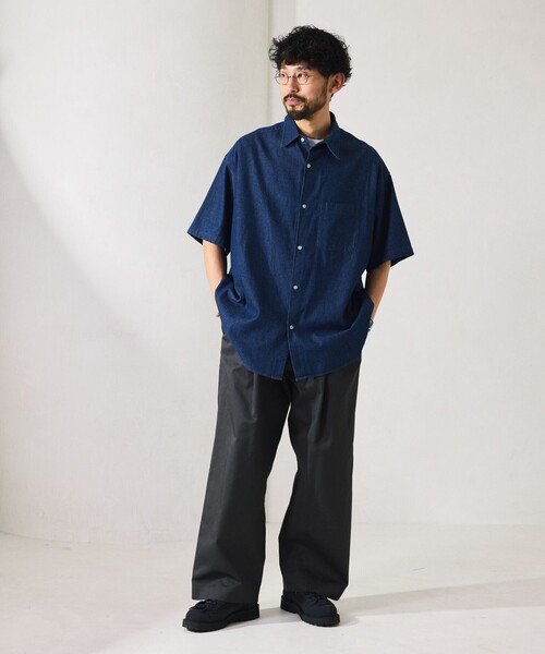 「FREAK'S STORE」 半袖シャツ MEDIUM ブラック メンズ_画像2