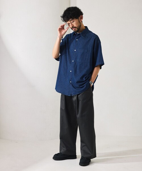 「FREAK'S STORE」 半袖シャツ MEDIUM ブラック メンズ_画像3