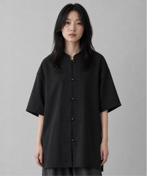 ブラウス シャツ 半袖 KUNG-FU SHIRT カンフーシャツ チャイナシャツ