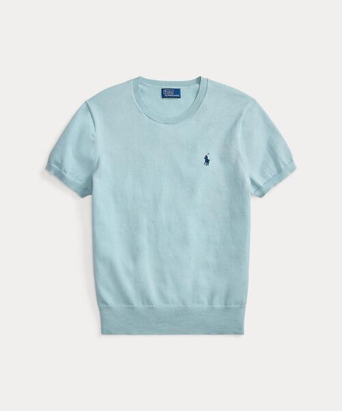 未使用級 現行 ポロラルフローレン ショートスリーブクルーネックセーター 水色 POLO RALPH LAUREN（ポロ・ラルフローレン） ニット セーター ショート