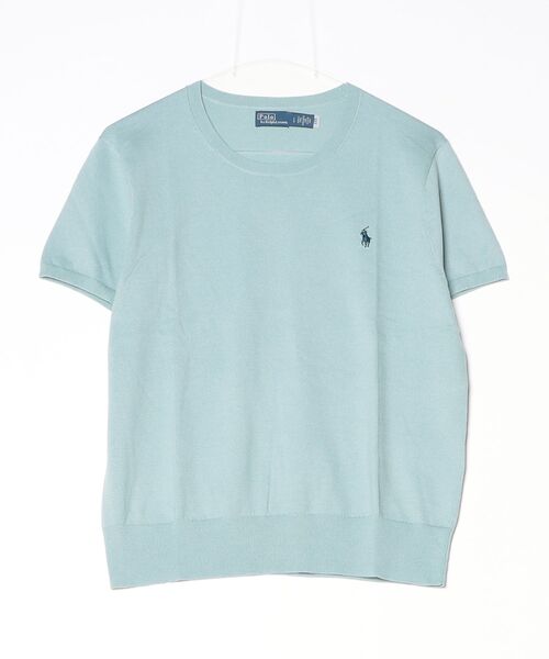 未使用級 現行 ポロラルフローレン ショートスリーブクルーネックセーター 水色 POLO RALPH LAUREN（ポロ・ラルフローレン） ラルフローレン ニット