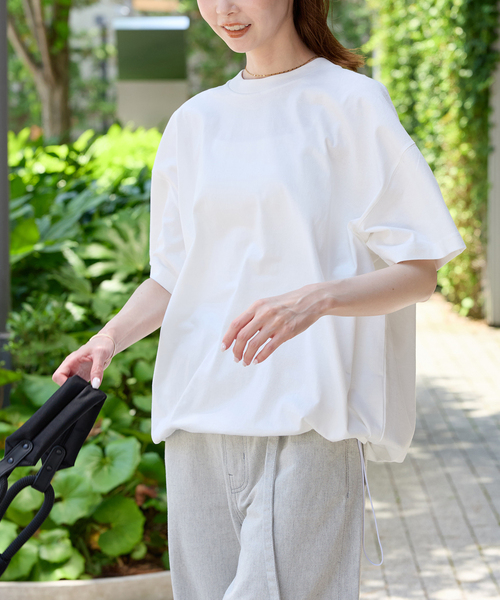 6 シャーリング 半袖 Tシャツ ホワイト JOURNAL STANDARD（ジャーナルスタンダード） tシャツ 半袖 「WEB限定