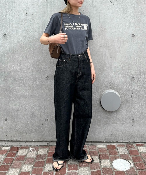 「feepur」 半袖Tシャツ MEDIUM チャコールグレー レディース_画像2