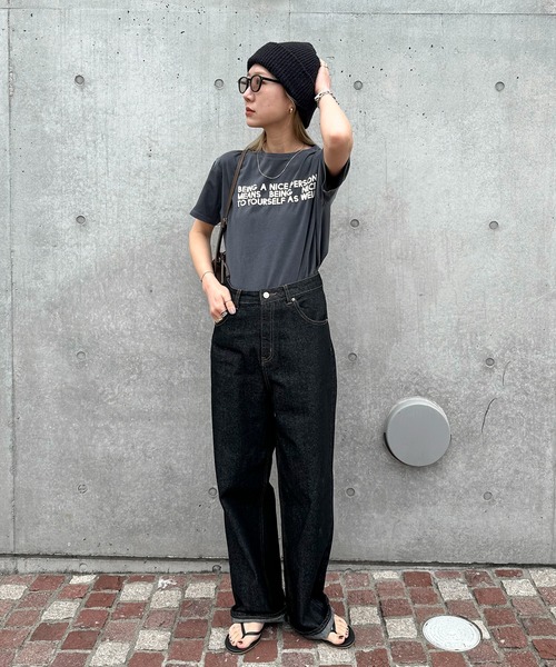 「feepur」 半袖Tシャツ MEDIUM チャコールグレー レディース_画像3