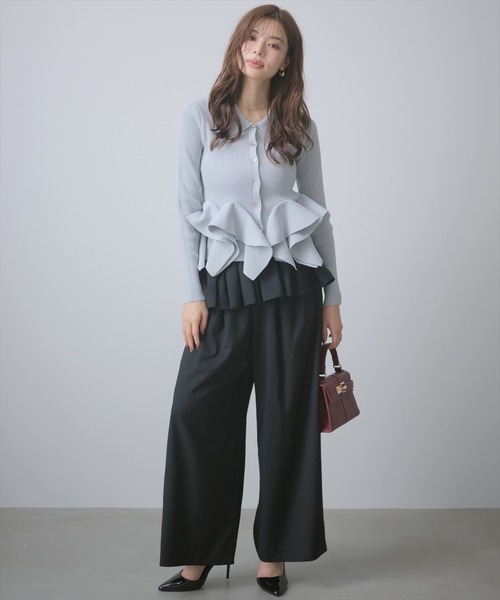 AND COUTURE（アンドクチュール） カーディガン ラッフルペプラム