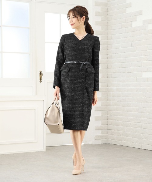 送料無料 セットアップ ワンピース 2点セット B722 DRESS LAB セットアップ 「2way仕様」ベルト付きラップ