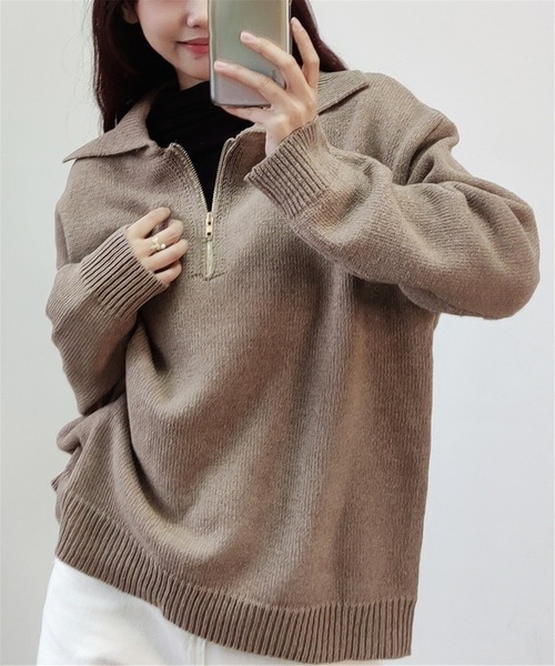 新品タグ付き♡ミストレアス♡ホイップ♡ニット♡ベージュ MAISON DE THERESE（メゾン ド テレーズ） ニット フロントジップ