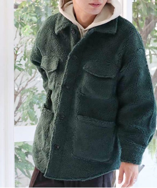 新品未使用タグ付き ボア生地ジャケットアウター 新品未使用タグ付き ボア生地ジャケットアウター セール】ノーカラー