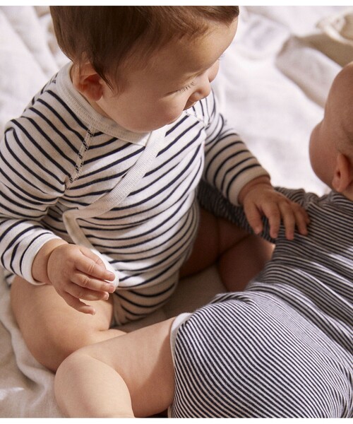 PETIT BATEAU（プチバトー） ベビー肌着 マリニエール長袖あわせボディ