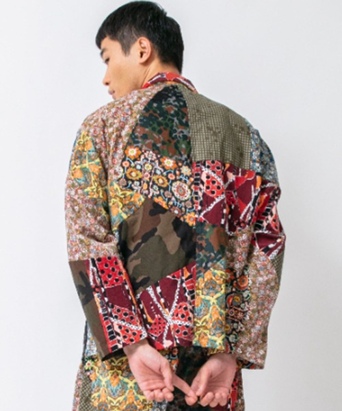 カバーオール 「rebear by Johnbull」パターンパッチワークカバーオール メンズ レディースの画像