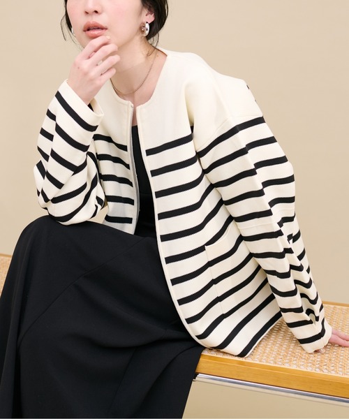 natural couture アウター Wジップニットジャケット レディース