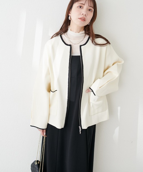 natural couture アウター Wジップニットジャケット レディース