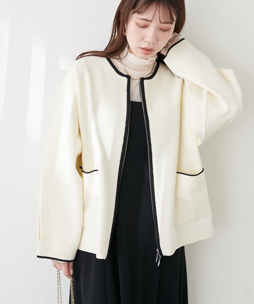natural couture アウター Wジップニットジャケット レディース