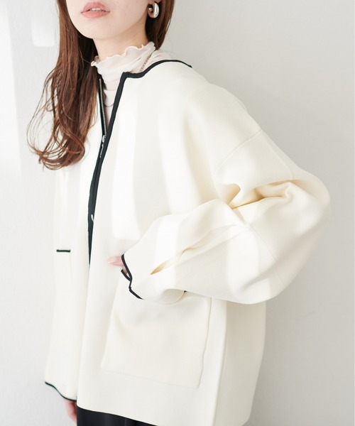natural couture アウター Wジップニットジャケット レディース