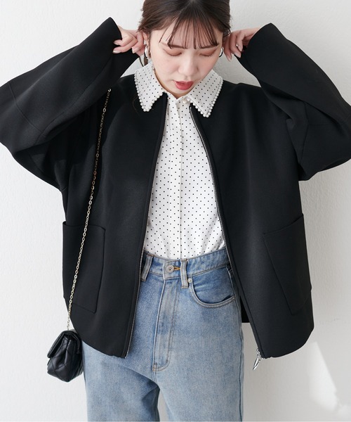 natural couture アウター Wジップニットジャケット レディース