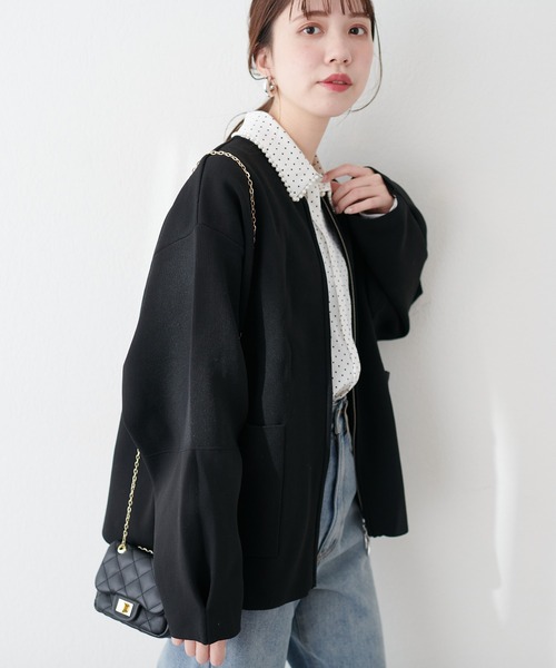 美品✨machatt マチャット フルジップニットジャケット アウター ブラック GU公式 | アゼフルジップニットジャケット(メンズ)