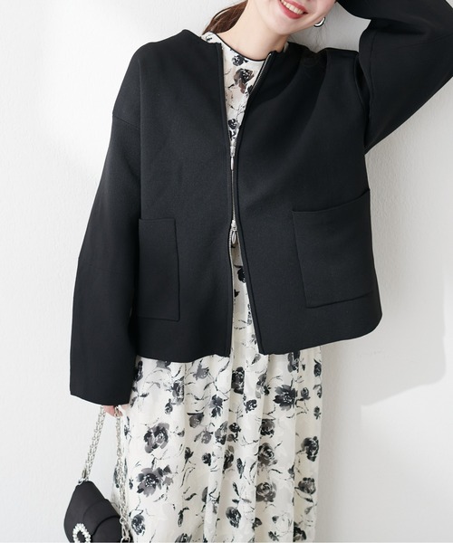 natural couture アウター Wジップニットジャケット レディース