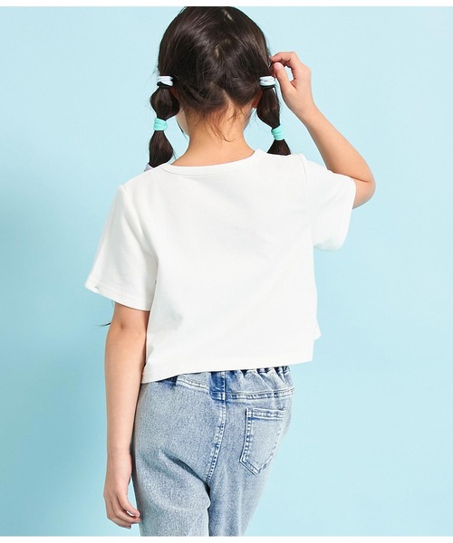 ANAP kids tシャツ 2WAY袖箔プリントミニ裏毛トップス キッズ