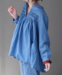 ブラウス シャツ シャンブレーデニム ショルダータックブラウス レディース cw00720.jpg