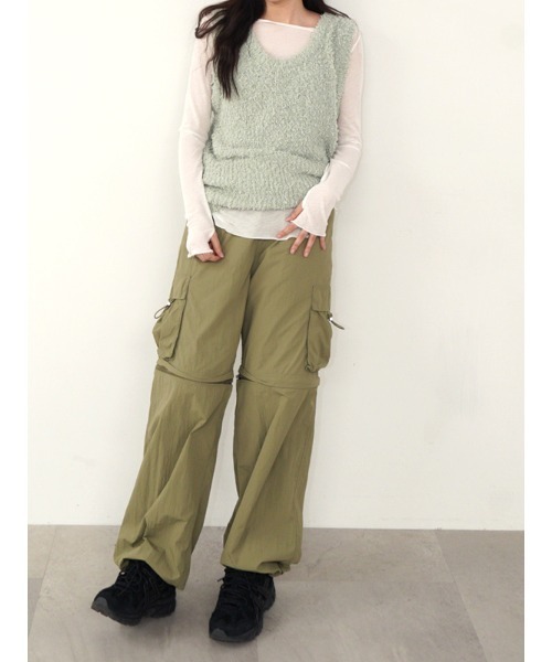 CHAROL ノースリニットプルオーバー ニットベスト ノースリ