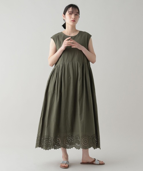 シェリエノースリーブワンピース ギャザーデザインノースリーブワンピース(34 NAVY): M-PREMIER