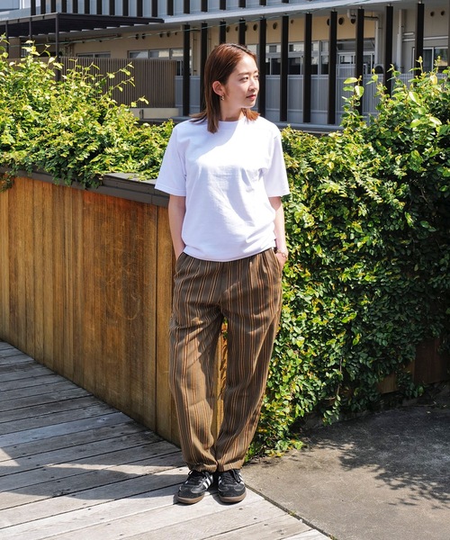 ストライプ柄パンツ メンズ ワイドシルエット ストリート系 BANKS パンツ WOVEN/BANKS(バンクス)ワイドシルエットストライプ