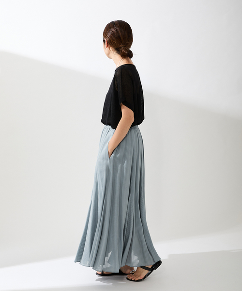 スカート インドドビー ギャザーフレア スカート レディース  