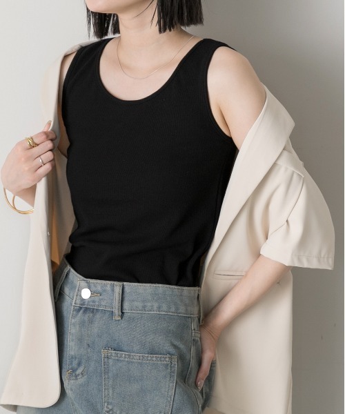 ad thie（アドティエ） タンクトップ ノースリーブ クルーネック