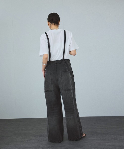 サロペット グレー デニム　アダムエロペ　ウェブ予約限定品 SALON adam et rope' サロペット オーバーオール 「WEB限定