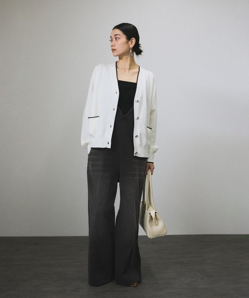 サロペット グレー デニム　アダムエロペ　ウェブ予約限定品 SALON adam et rope' サロペット オーバーオール 「WEB限定