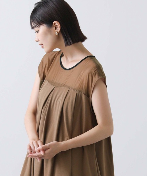 上質で快適 Gready Brilliant ワンピース シアー配色カットマキシワンピース ワンピース