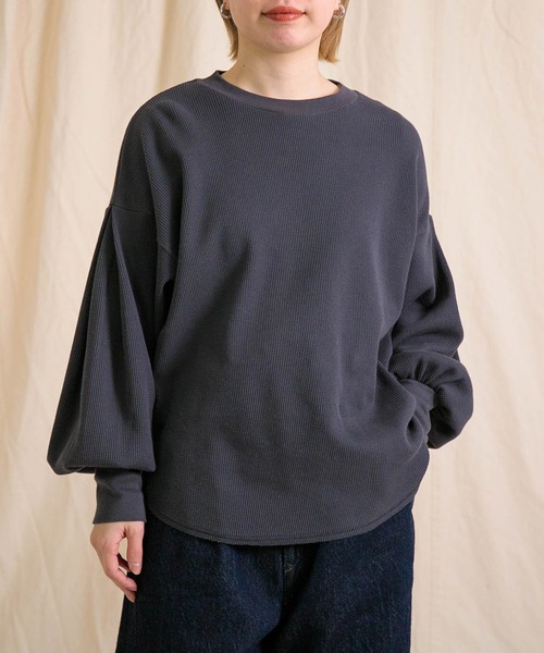 tシャツ 「Brocante / ブロカント」 度詰ワッフル モンシェットロンTシャツ レディース