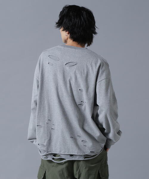 Danke Schon/ダメージレイヤードトングスリーブトップス/ロンT