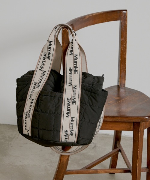 トートバッグ :「MumME」ジャガードテープキルティングスクエアトートBAG レディースの画像