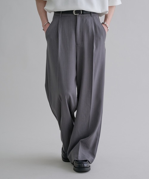 epnok スラックス センタープレスワイドバギースラックス メンズ