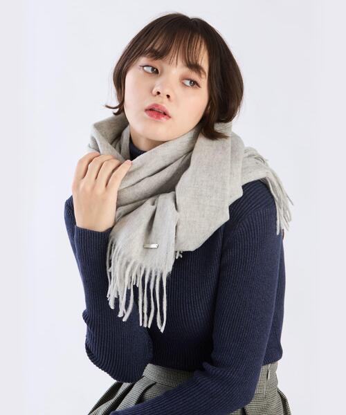 To b. by agnes マフラー ストール ロゴプレート カシミヤ ウール