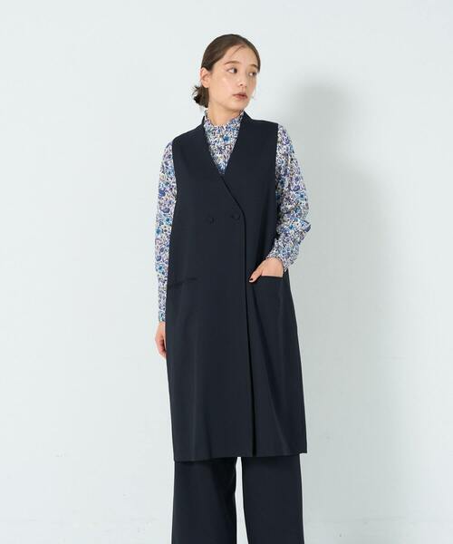 ベスト ジレ 「セットアップ」T/Wギャバロングジレ レディース