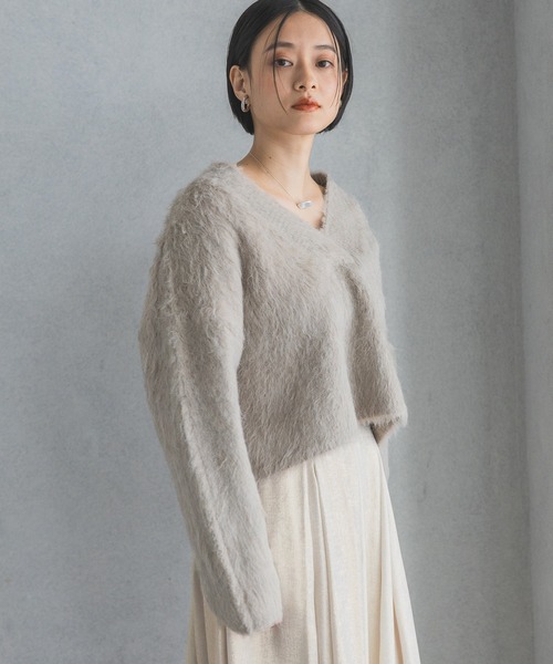 A part by（アパートバイ） ニット セーター フェザーVネックニット