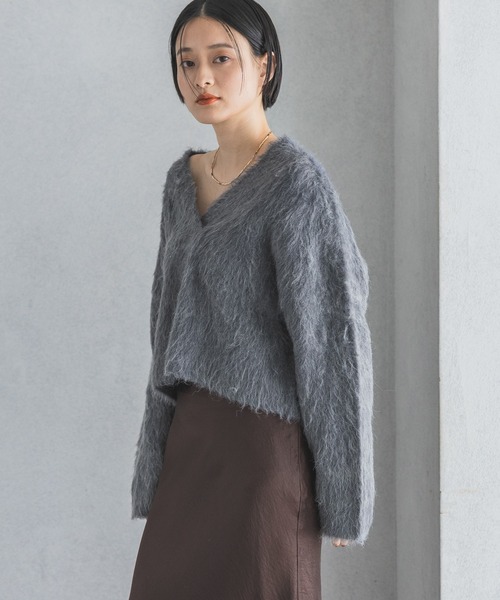 A part by（アパートバイ） ニット セーター フェザーVネックニット