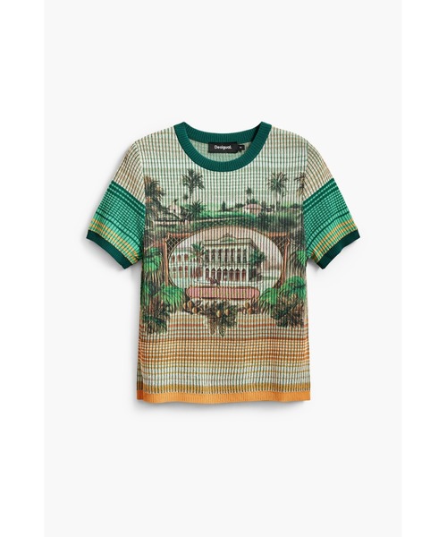 tシャツ ヴィンテージプリントワッフルTシャツ レディース