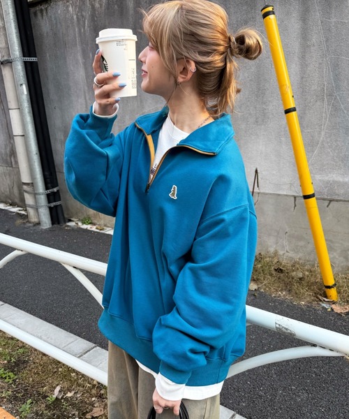 DOUBLE NAME トレーナー スウェット 「m:rex」ミニ恐竜ワッペン