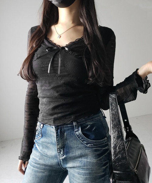 me+em select（ミームセレクト） tシャツ 「 2color 」フロントリボン