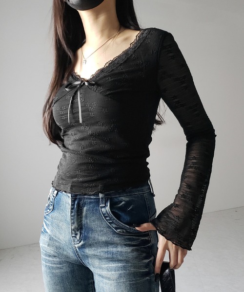 me+em select（ミームセレクト） tシャツ 「 2color 」フロントリボン