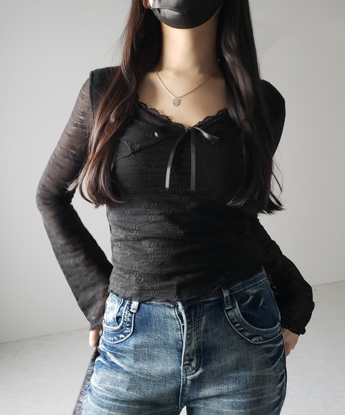 トップス A me+em select（ミームセレクト） tシャツ 「 2color 」フロントリボン