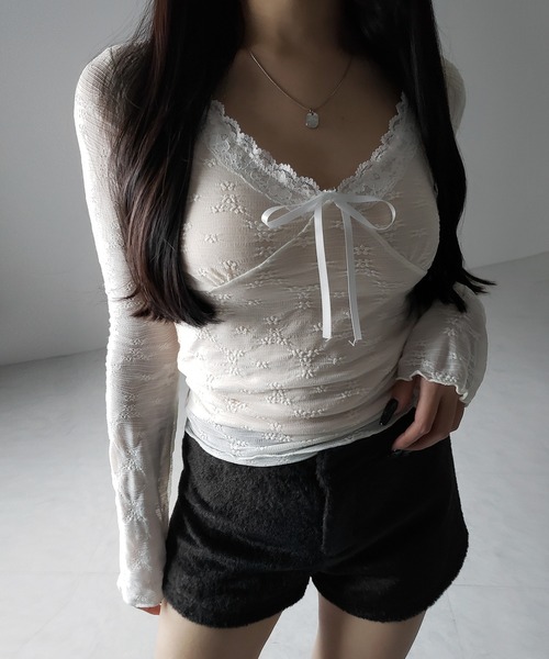 me+em select（ミームセレクト） tシャツ 「 2color 」フロントリボン