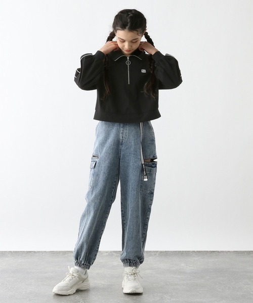 GLOBAL WORK tシャツ ヘビロッTEEハーフZIP長袖/311281 キッズ