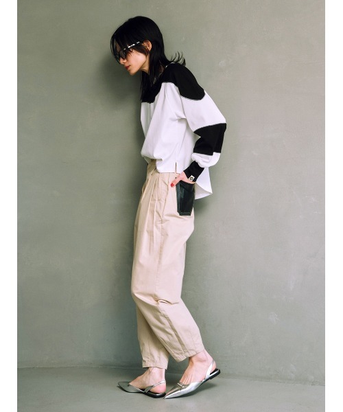 null.（ヌル） チノパン レザーポケットコクーンチノパンツ レディース