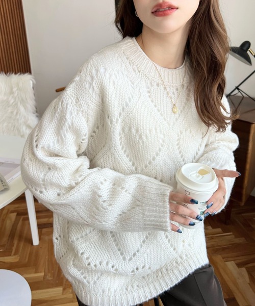 「moment+」 長袖ニット M ベージュ レディース_画像4